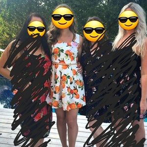 Knee Length Orange/White Dress